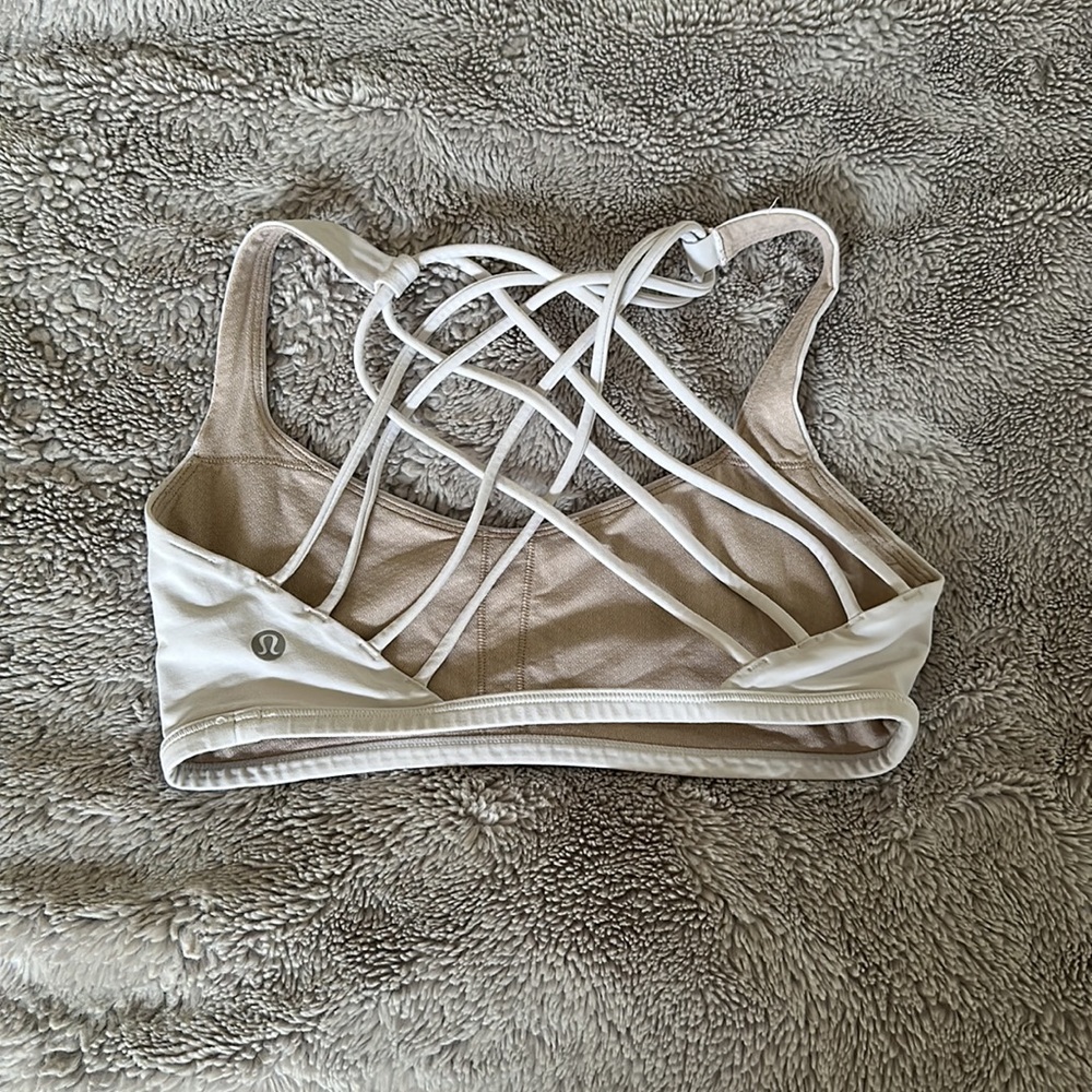 Women's White Strappy Sports Bra